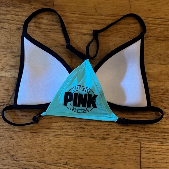 PINK| Aqua and Black Sporty Bikini Top - Picture 4 of 7